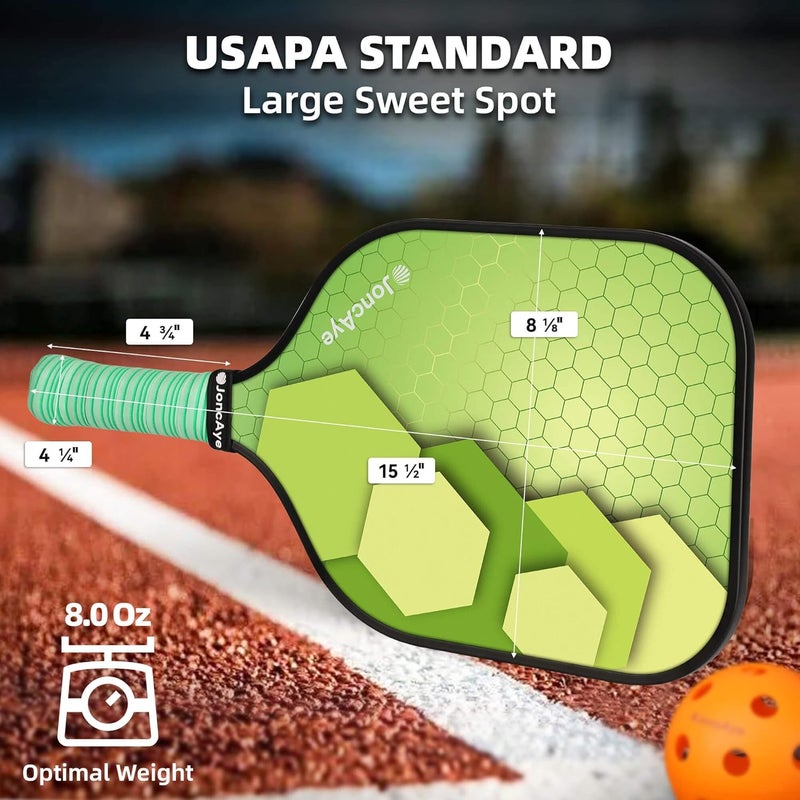 JoncAye Pickleball-Paddles-Set of 4 or 2 Rackets by , USAPA Approved Pickle-Ball Equipment with Balls, Bag, Accessories, Fiberglass Graphite Pickleball Racquet Set for Men, Women - Image 4